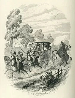 Images Dated 10th September 2016: Victorian couple fleeing in a coach