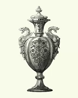 Images Dated 23rd April 2018: Victorian decor, Dragon vase, Sevres, 1855