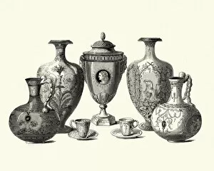 Images Dated 23rd April 2018: Victorian decor, Porcelin vases by Copeland, 1855
