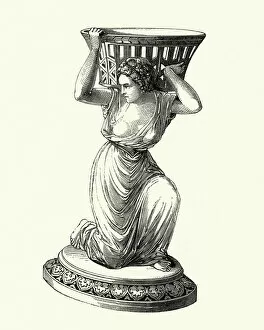 Images Dated 27th April 2018: Victorian decor, Statue of awoman holding a basket