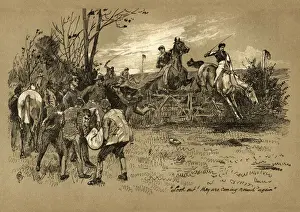 Victorian Prints: Victorian horse racing, Steeplechase, 19th Century
