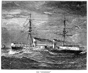 HMS (His Or Her Majesty's Ships) Prints: Victorian ironclad battleship, HMS Inflexible Engraving