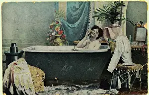 Taking A Bath Prints: Victorian Lady in the Bath
