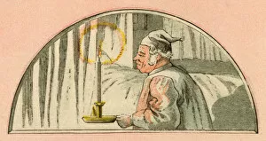 Victorian man with nightcap and candle