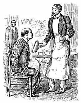 Images Dated 13th January 2018: Victorian man ordering coffee from a waiter in a bar