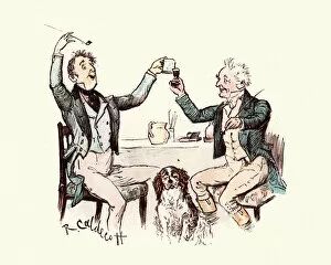 Images Dated 31st January 2018: Two victorian men drinking and having fun