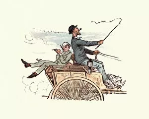 Images Dated 9th January 2018: Victorian men driving a horse and cart