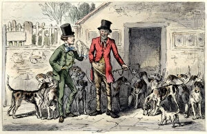 Images Dated 25th March 2016: Two Victorian men with a pack of foxhounds