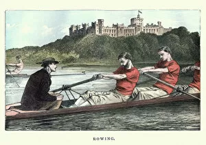 Images Dated 22nd April 2017: Victorian men rowing on the Thames, 19th Century