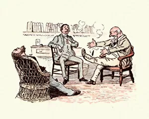 Images Dated 17th November 2017: Victorian men smoking and gossiping