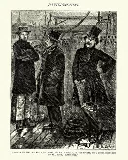 Images Dated 17th April 2018: Victorian passengers on a ship on a rainy day