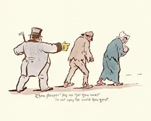 Victorian satire, rich landlord evicting poor tenants