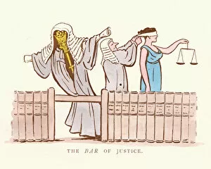 Colour Collection: Victorian satirical cartoon on the Bar of Justice