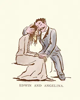 Victorian Satire Prints: Victorian satirical cartoon - A cad romancing an ugly woman