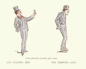 Colour Collection: Victorian satirical cartoon - On Drinking and a hangover