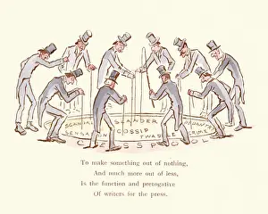 Paper Based Equipment Prints: Victorian satirical cartoon - On gutter press and sensational journalism