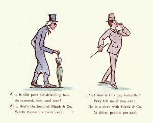 Colour Collection: Victorian satirical cartoon, The Miser and the Dandy