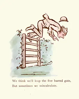 Victorian Satire Prints: Victorian satirical cartoon, on overconfidence and misfortune