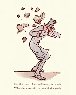 Victorian satirical cartoon, Who dares to tell the World the truth