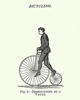 Images Dated 10th May 2018: Victorian Sports, Cycling, Learning to ride penny farthing bike