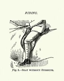 Images Dated 27th April 2018: Victorian sports, Riding, Seat without stirrups, 19th Century