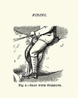 Images Dated 27th April 2018: Victorian sports, Riding, Seat with stirrups, 19th Century
