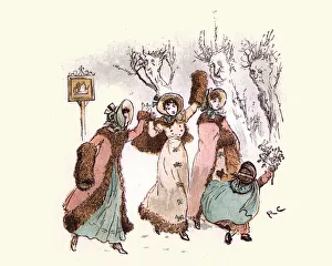 Images Dated 10th June 2017: Victorian woman out on a winters day