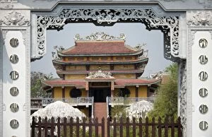 Images Dated 6th April 2014: Vietnam Buddhist Temple entrance in Lumbini, Nepal