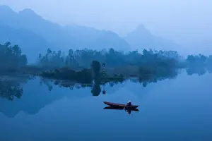 Early Morning Prints: Vietnam - Farmer go to market by boat on Suoi Yen river in early morning at My Duc