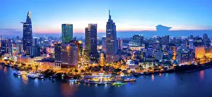 Vietnam, Ho Chi Minh City, Bach Dang Wharf aerial view