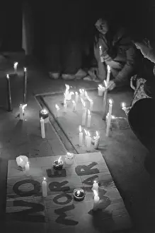 Prints of Protestors lighting candles at the Vietnam Moratorium anti-war demonstration at San Luis Obispo in California, USA, 15th October 1969. (Photo by Pix/Michael Ochs Archives/Getty Images) Vietnam War Prints: Vietnam Moratorium