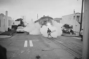 Vietnam War Protester Dodging Train