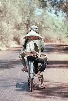 Vietnamese Girl On Back Of Bike