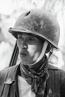 Hole Prints: Vietnamese Ranger W/Hole In His Helmet