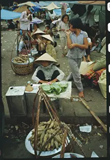 Vietnamese Refugees Selling Food at Market