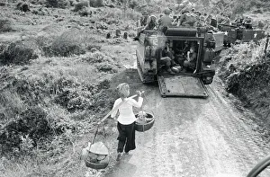 Bien Hoa Prints: Vietnamese Woman Passing by Soldiers