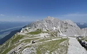 Images Dated 1st July 2012: View down from the 2334m high Hafelekarspitze Mountain towards the Hafelekar mountain station