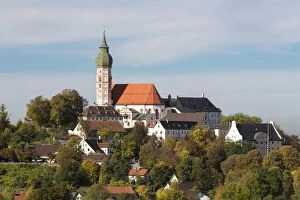 View of the Abbey of Andechs in autumn, Bavaria, Germany, Europe, PublicGround