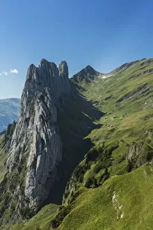 View over the Alpstein Range with the Kreuzberge Mountains, Alpstein, Appenzell, Switzerland, Europe