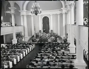 Altar Prints: View Of Altar And Guests At Funeral