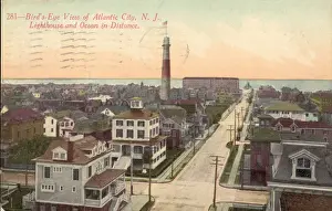 Skyscape Prints: View Of Atlantic City, NJ, And Lighthouse