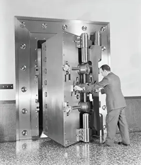 Closing Prints: View Of Banker Closing Bank Vault