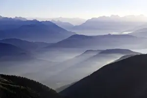 Eastern Alps Prints: View from the Benediktenwand ridge into the Brandenberg Alps and Karwendel Alpine ridge