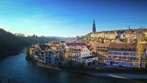 Business Finance And Industry Collection: View of Bern old town over the Aare river - Switzerland