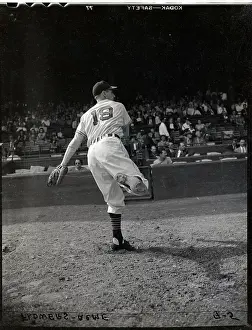 Pitching Prints: Back View Of Bob Feller Pitching