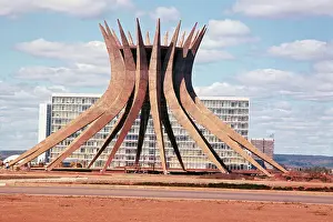 Brasilia Prints: View of Brasilia Cathedral Under Construction