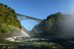 African Collection: View of Bridge across the Zambezi River from the Boiling Pot. Victoria Falls. Livingstone. Zambia
