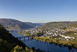 Scape Prints: View on Bullay, Landkreis Cochem-Zell district, Rhineland-Palatinate, Germany, Europe