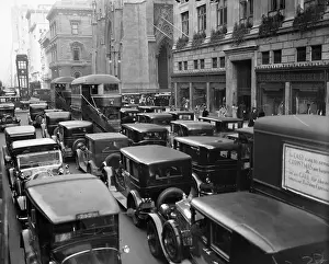 View of Buses and Cars in Traffic on Fifth Avenue