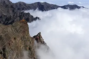 Cloud Blanket Prints: View from the caldera rim over a sea of clouds in the Caldera de Taburiente National Park